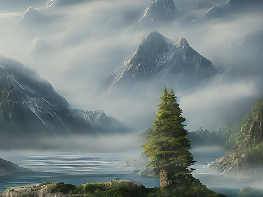 #AI創(chuàng)作實驗室#清晨的河邊，避世的桃源外（個人主頁-ZNjI4MTMxMDg=） - AI作品 - 站酷設(shè)計師夢境予以原創(chuàng)素材 - 站酷ZCOOL