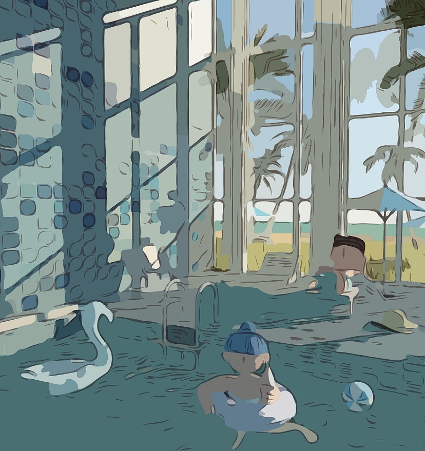 c4d练习 夏日卡通泳池建模场景