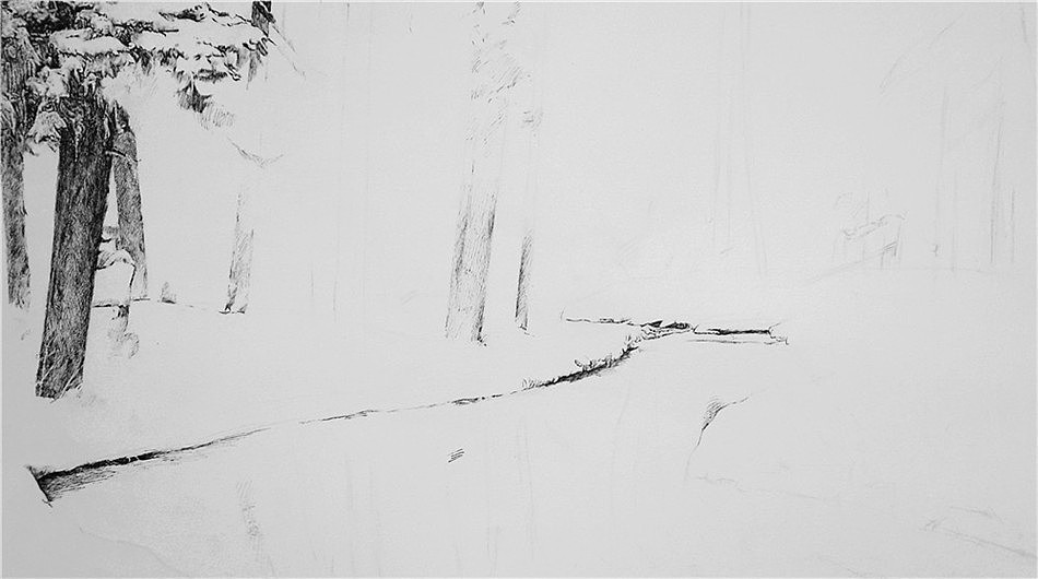 王F写实钢笔画《雪河》作画步骤（图ZMjA2NzI3MjQ=） - 绘画 - 站酷设计师王F_原创素材 - 站酷ZCOOL