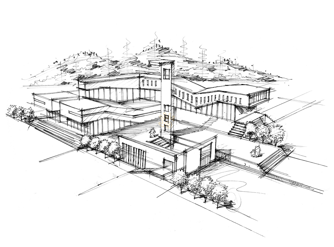 25例环艺建筑景观手绘透视线稿图