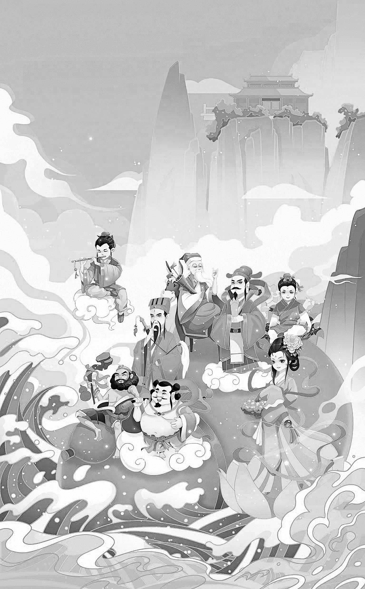 八仙过海（图ZMjU3Mjg1NjY4） - 商业插画 - 站酷设计师红鲤鱼与雨原创素材 - 站酷ZCOOL