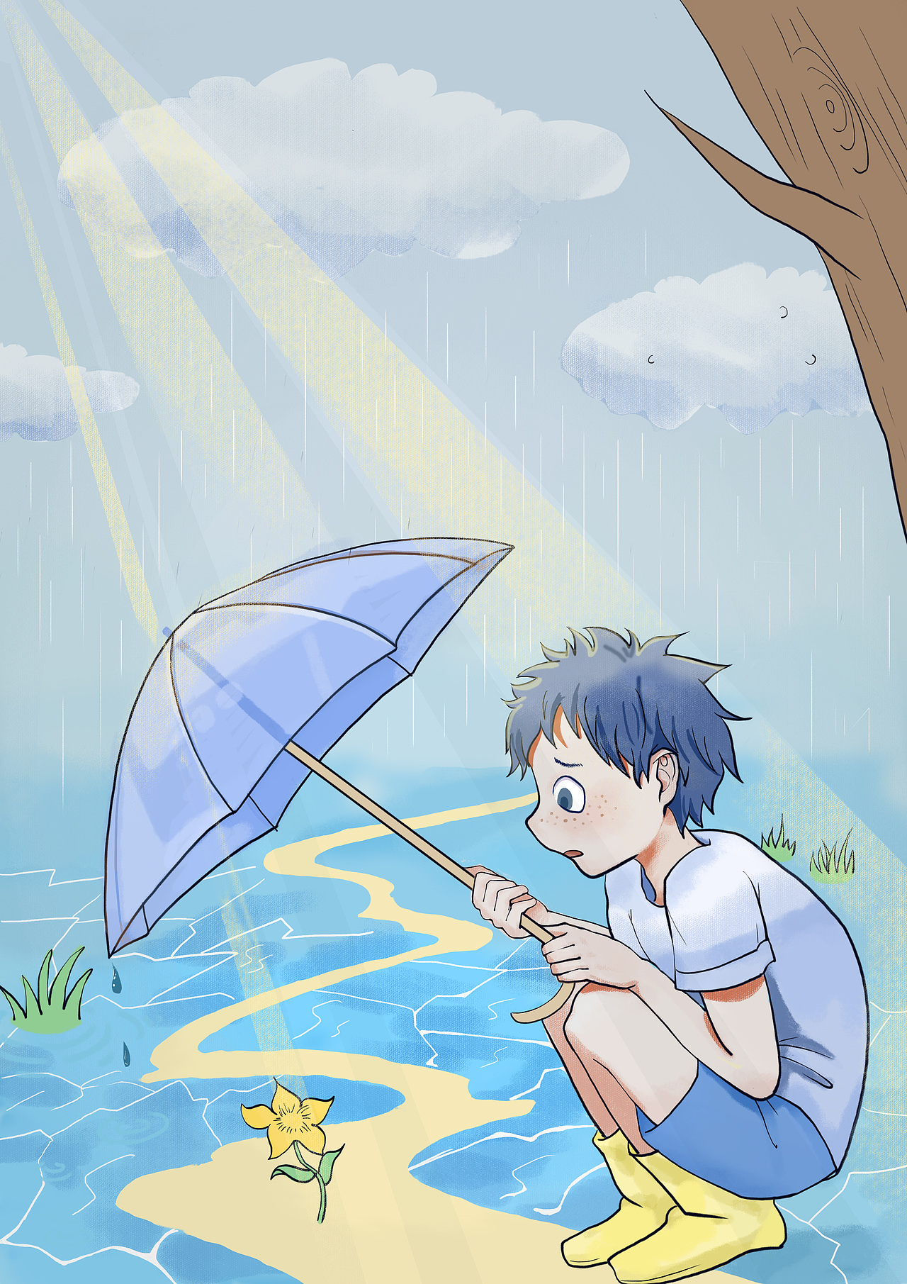 雨中的小花（图ZMjMxNjIzODEy） - 创作习作 - 站酷设计师吃一口糖原创素材 - 站酷ZCOOL