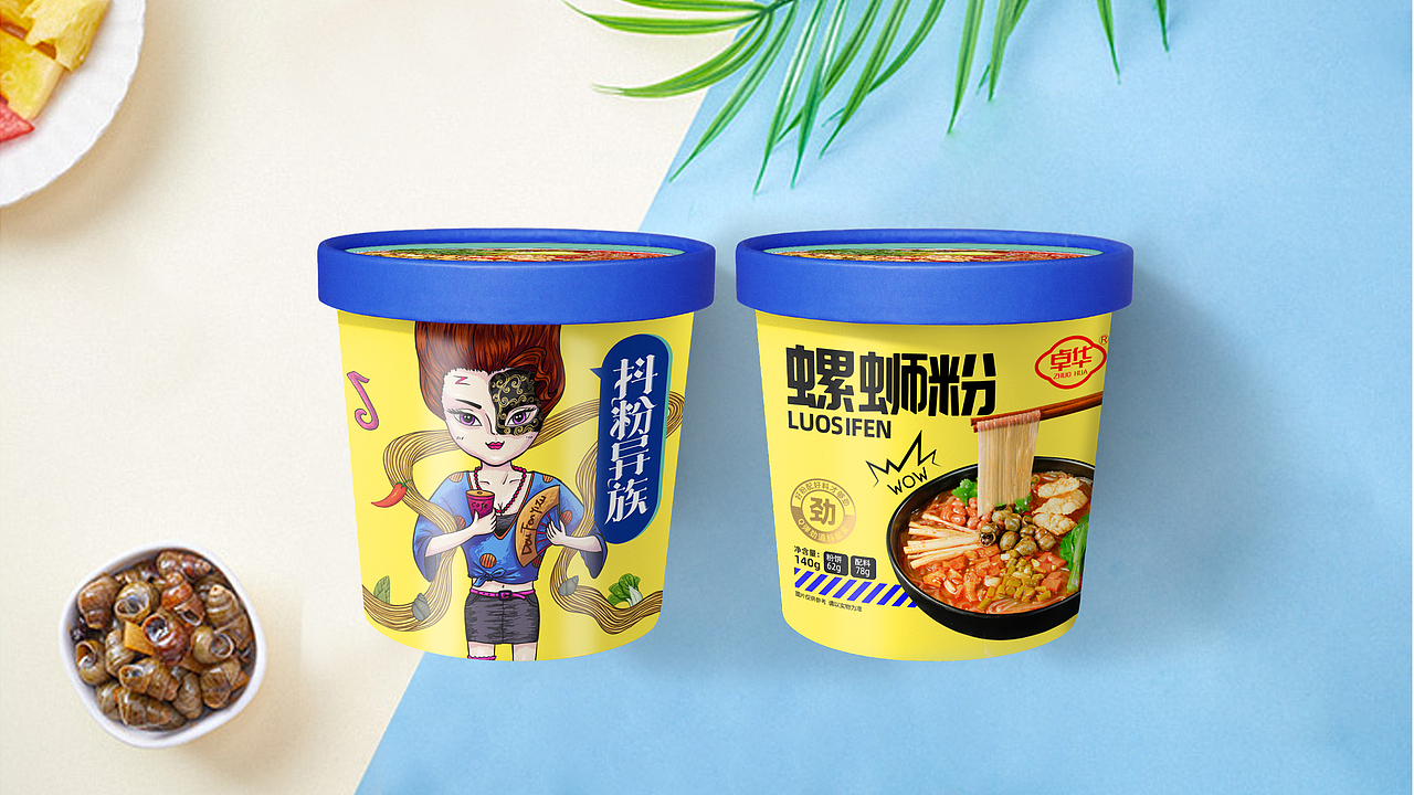 抖粉异族系列包装设计(螺蛳粉、酸辣粉...)