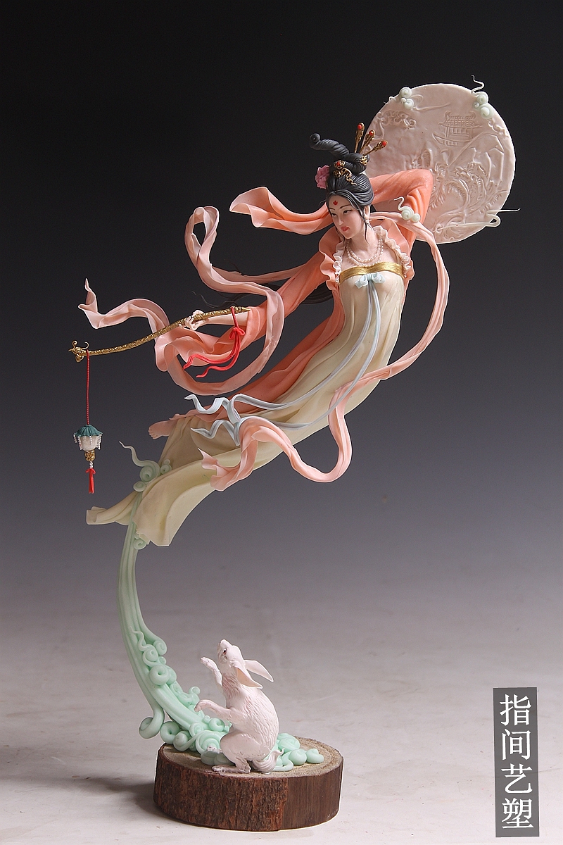 面塑（嫦娥奔月）（图ZOTAwNDQyODA=） - 手办/模玩 - 站酷设计师贺加贵3D翻糖原创素材 - 站酷ZCOOL