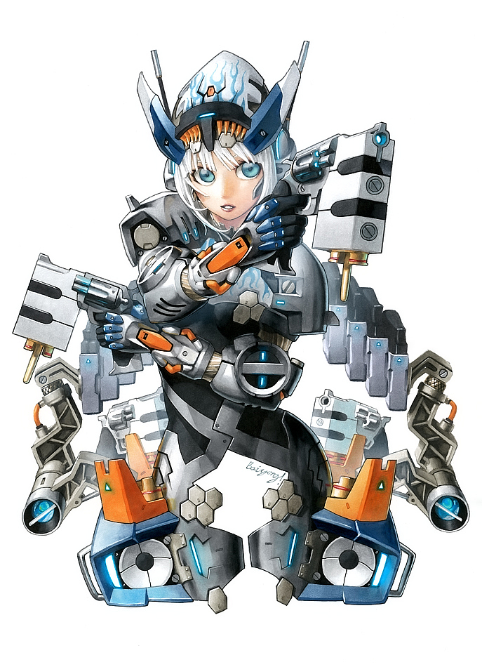 马克笔手绘作品-《电子乐少女Gun试做型》（图ZMTMzNTc5NjQ=） - 艺术插画 - 站酷设计师白用感叹号原创素材 - 站酷ZCOOL