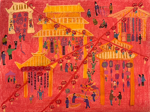 手绘民俗风新春贺图