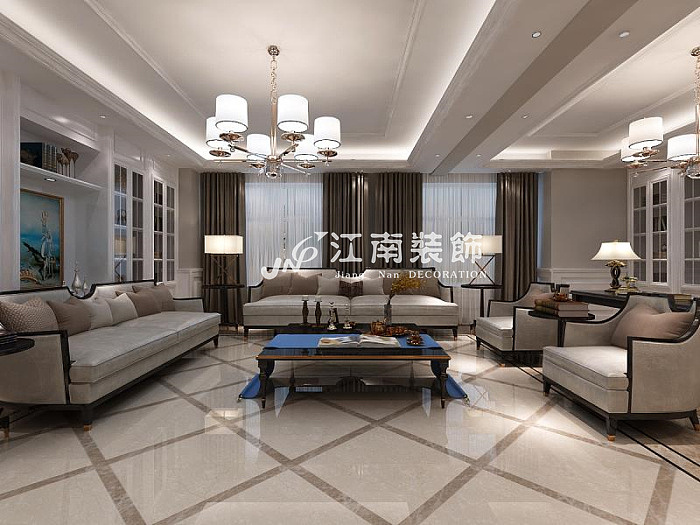 哈尔滨装修公司江南装饰做金色柏林简美风格装修效果图