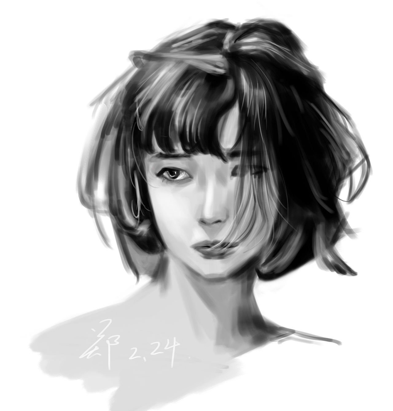 临摹黑白厚涂|纯艺术|绘画|你是不给华强面子 - 临摹作品 - 站酷