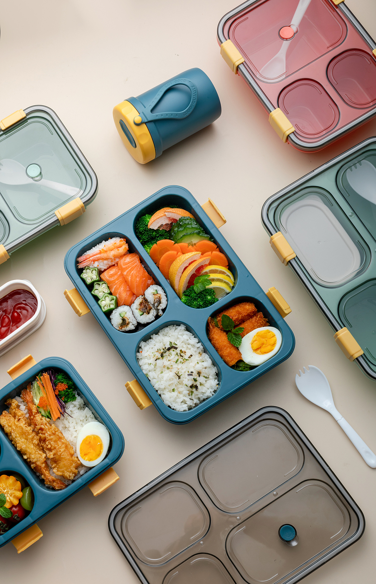 电商产品拍摄 塑料便携便当饭盒