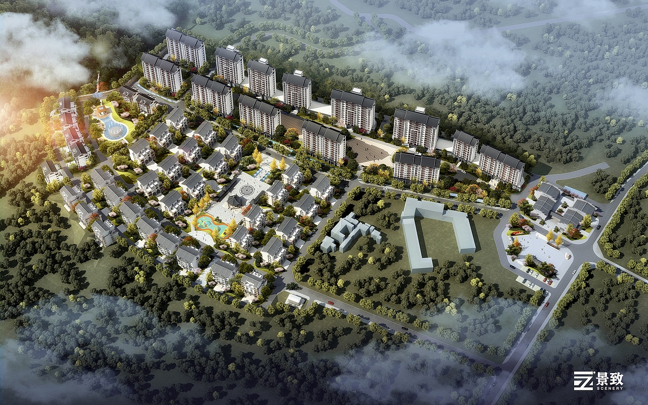 建筑设计建筑效果图（图ZMzYzMzk3OTc2） - 建筑/空间 - 站酷设计师景致视觉原创素材 - 站酷ZCOOL