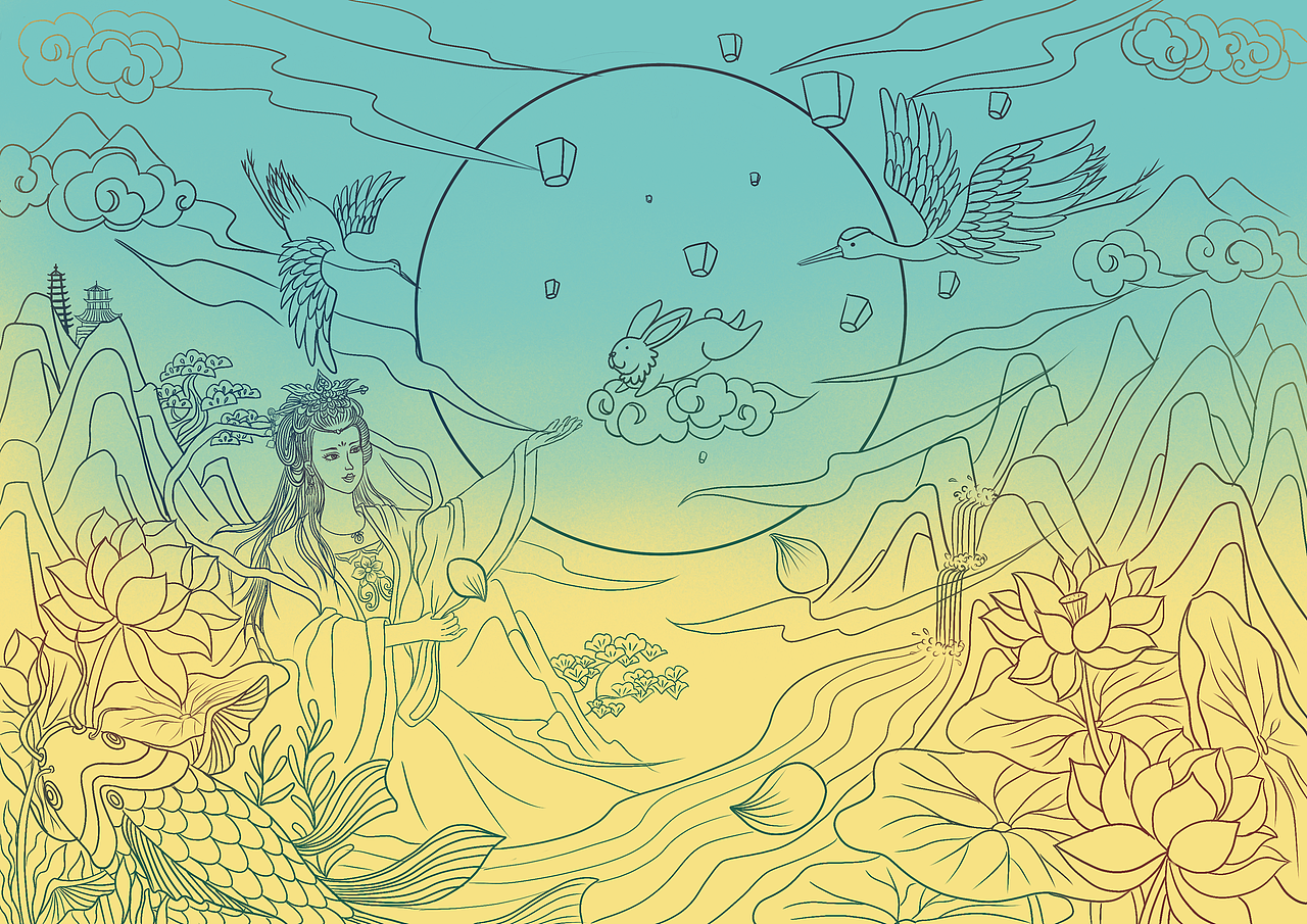 中秋国潮原创插画
