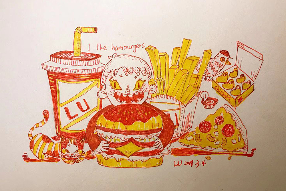 LU∙脑瓜日常（图ZMTQ5MDc1ODcy） - 新锐潮流插画 - 站酷设计师空白_露Lu原创素材 - 站酷ZCOOL