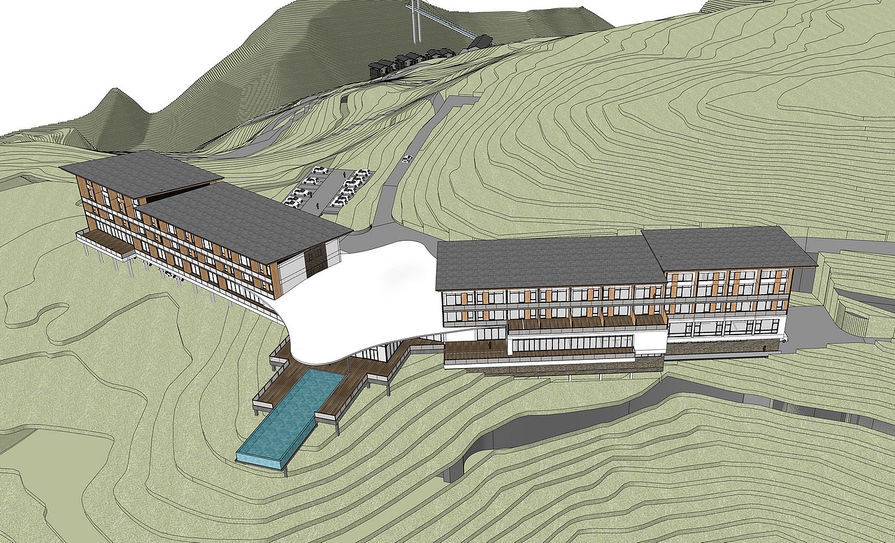 悬崖度假酒店SU模型下载