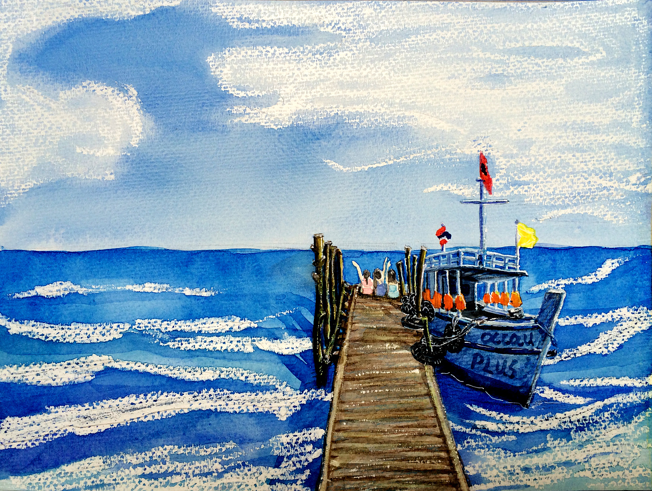 沙美岛的一个码头|插画|插画习作|shuo酱 - 原创作品 - 站酷 (zcool)