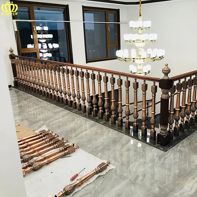 铝镀铜色楼梯护栏图片大全