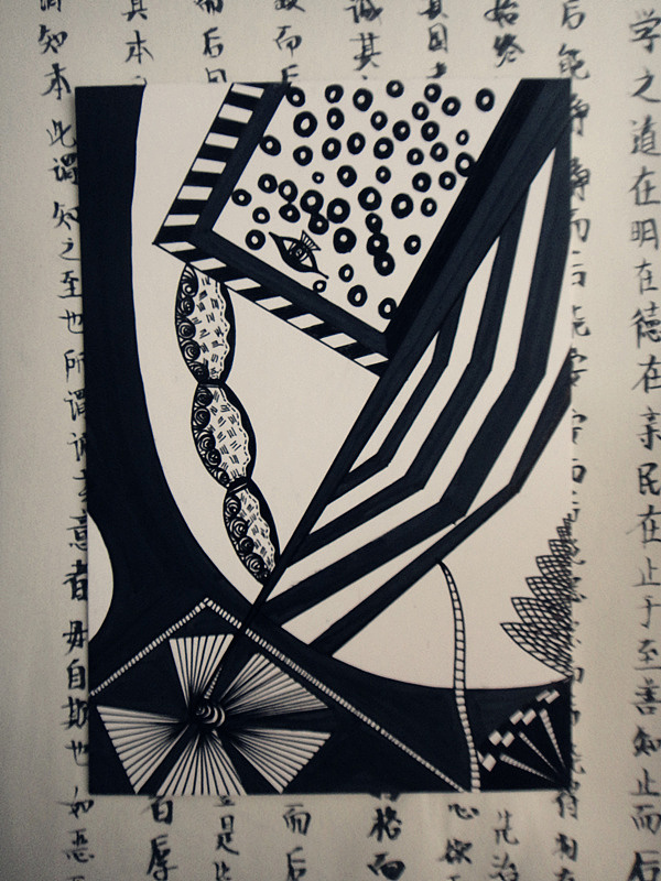 手绘黑白装饰画ii