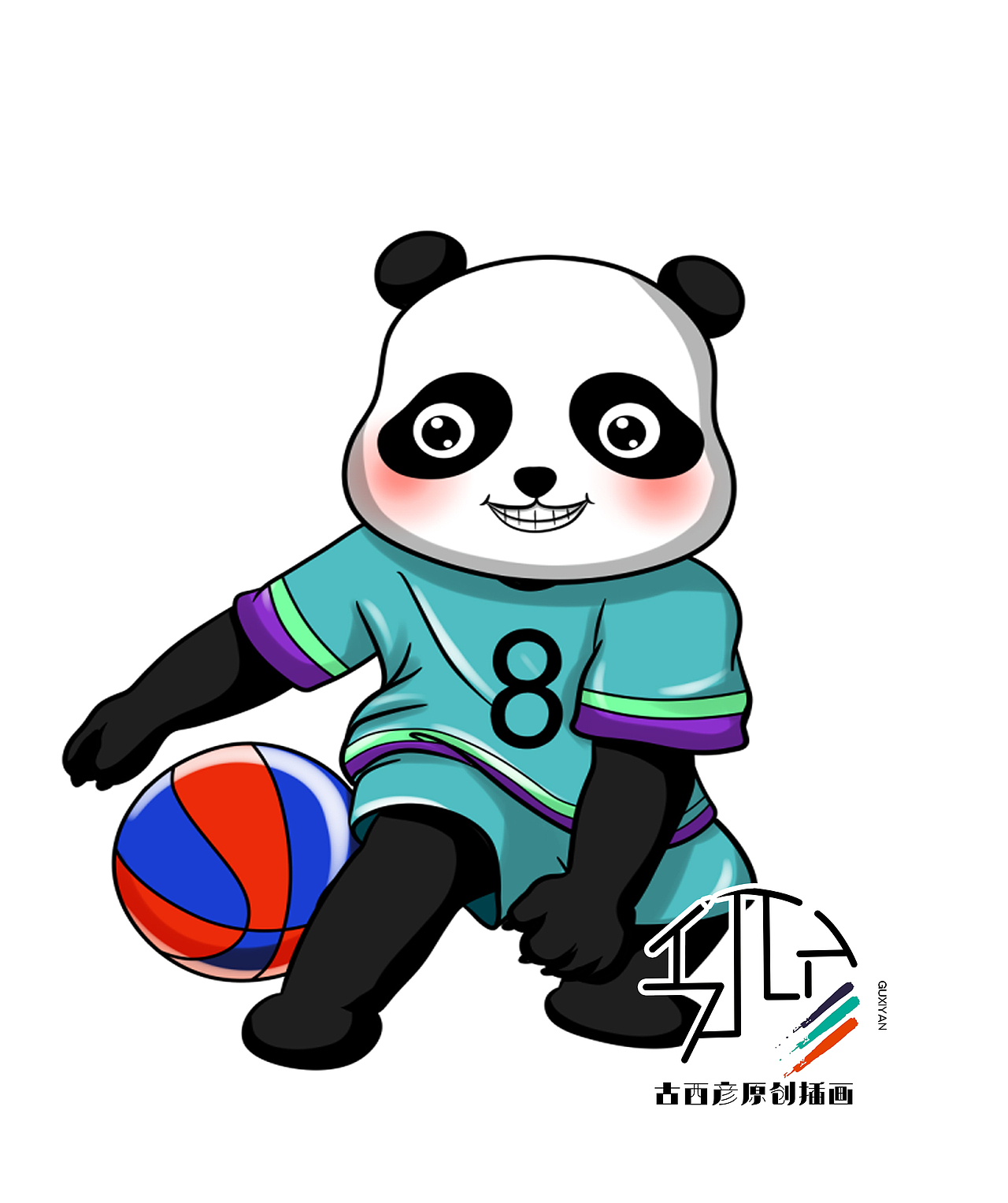 篮球运动熊猫卡通