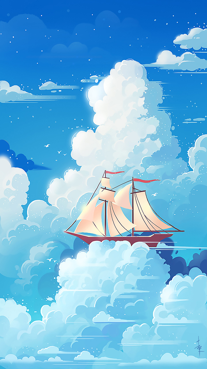 插画习作云的画法练习