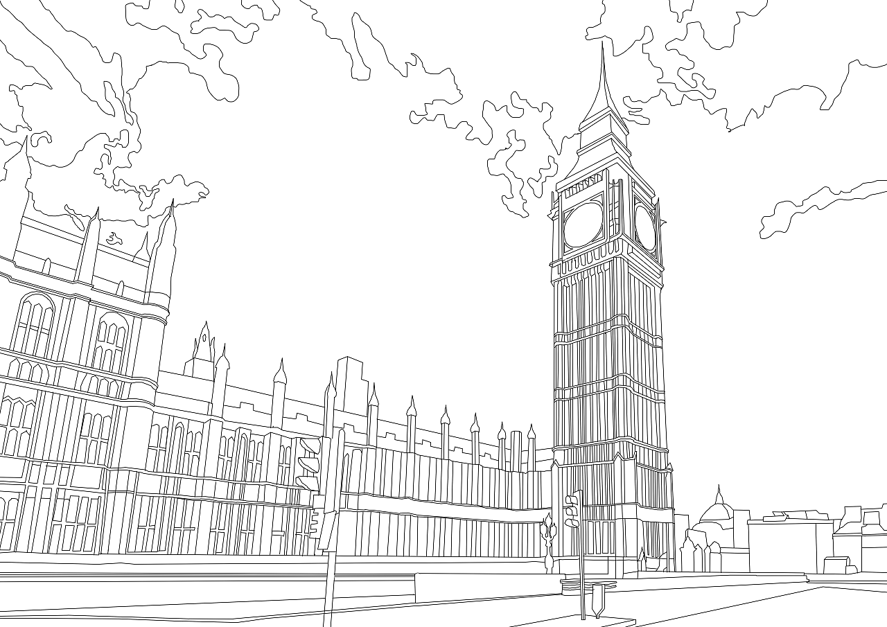 伦敦的著名建筑简笔画图片