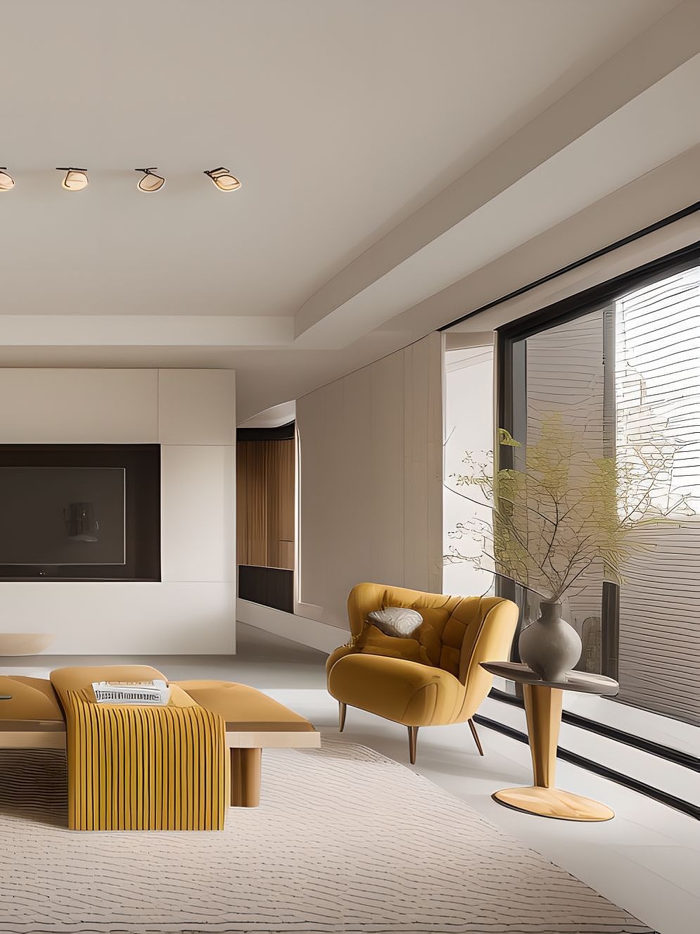 琥珀色中性调的现代极简主义