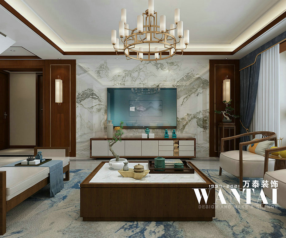 泰安复式装修|三合御都220m²复式新中式风格装修效果图（图ZMjU3NTI0MTA0） - 家装设计 - 站酷设计师万小泰原创素材 - 站酷ZCOOL