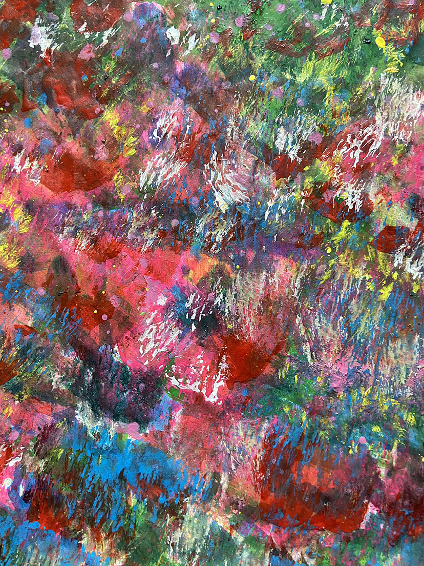 刘勇良抽象彩墨作品“色彩的摇滚”及局部