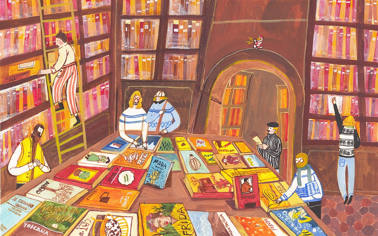 博洛尼亚书店（图ZMTIxMzU1NjU2） - 商业插画 - 站酷设计师画画的须臾原创素材 - 站酷ZCOOL