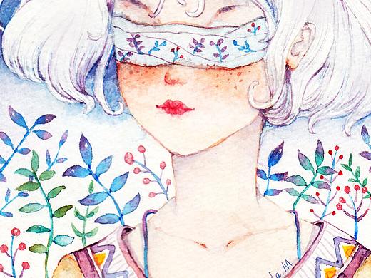 蒙眼女孩（個人主頁-ZMzMwNzg5ODQ=） - 創(chuàng)作習(xí)作 - 站酷設(shè)計師蘇打小蒙原創(chuàng)素材 - 站酷ZCOOL
