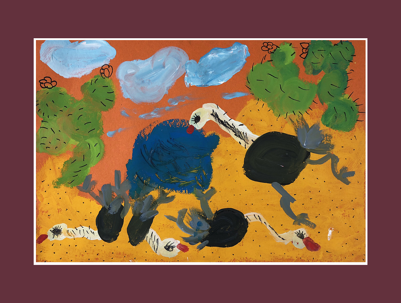 儿童美术-《鸵鸟的游乐时间》