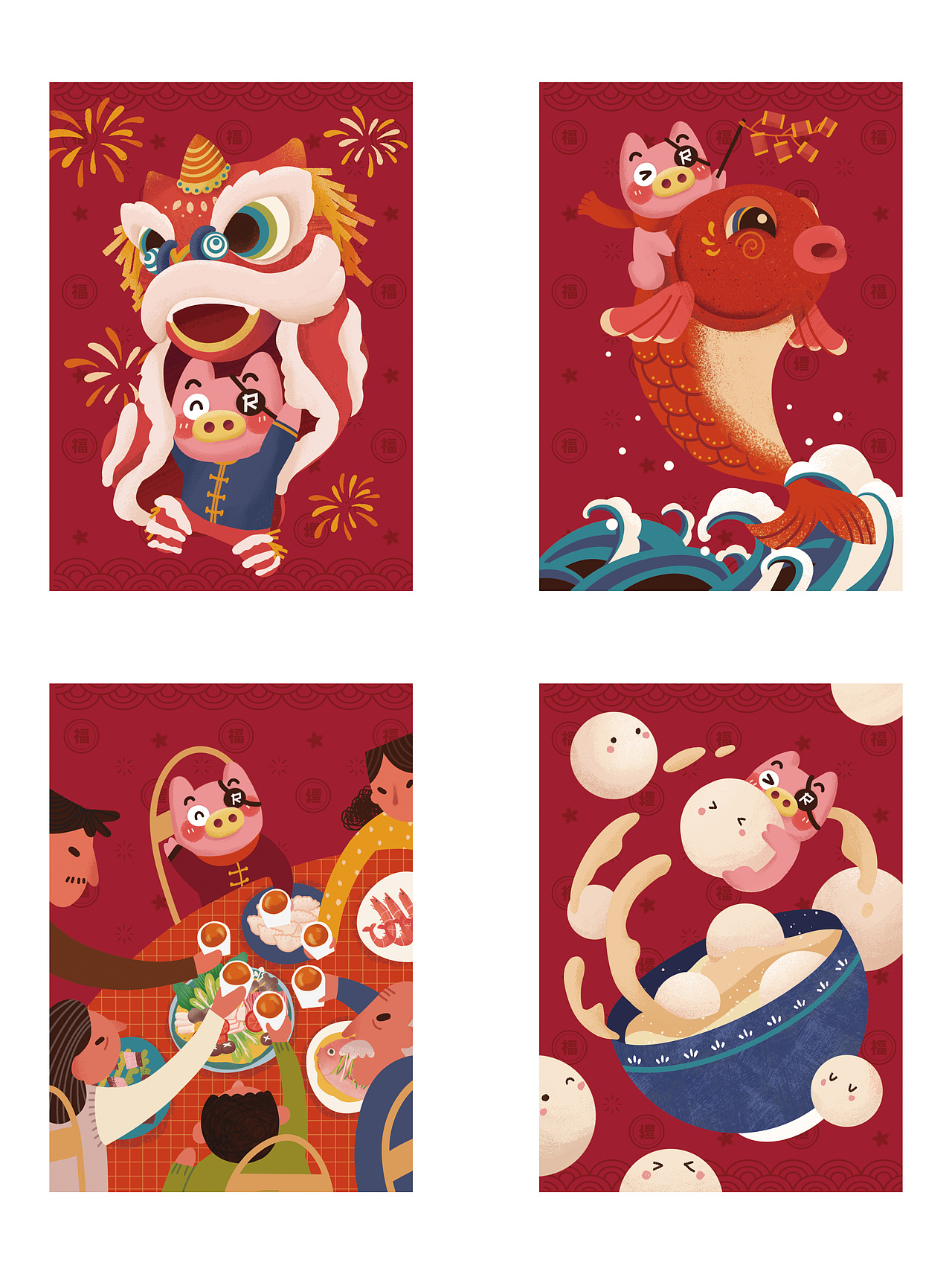 火星猪红包插画2021
