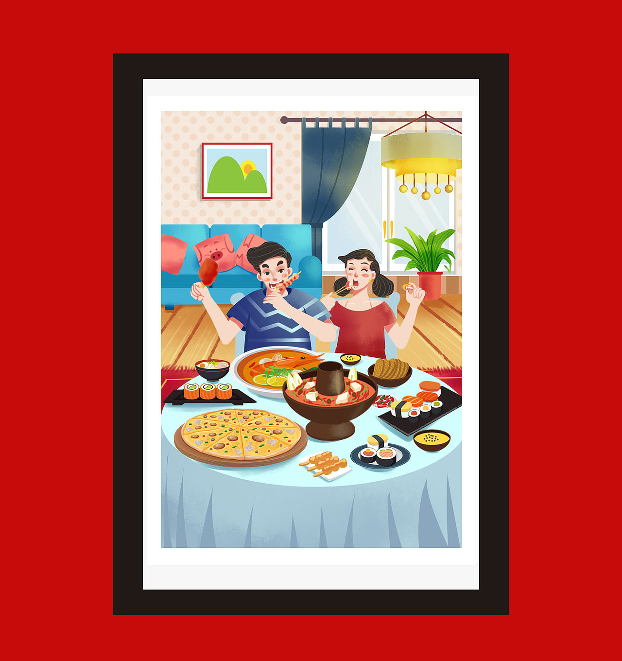 過年插畫（圖ZMTUzNTczMzUy） - 商業(yè)插畫 - 站酷設(shè)計(jì)師無敵小梅西原創(chuàng)素材 - 站酷ZCOOL