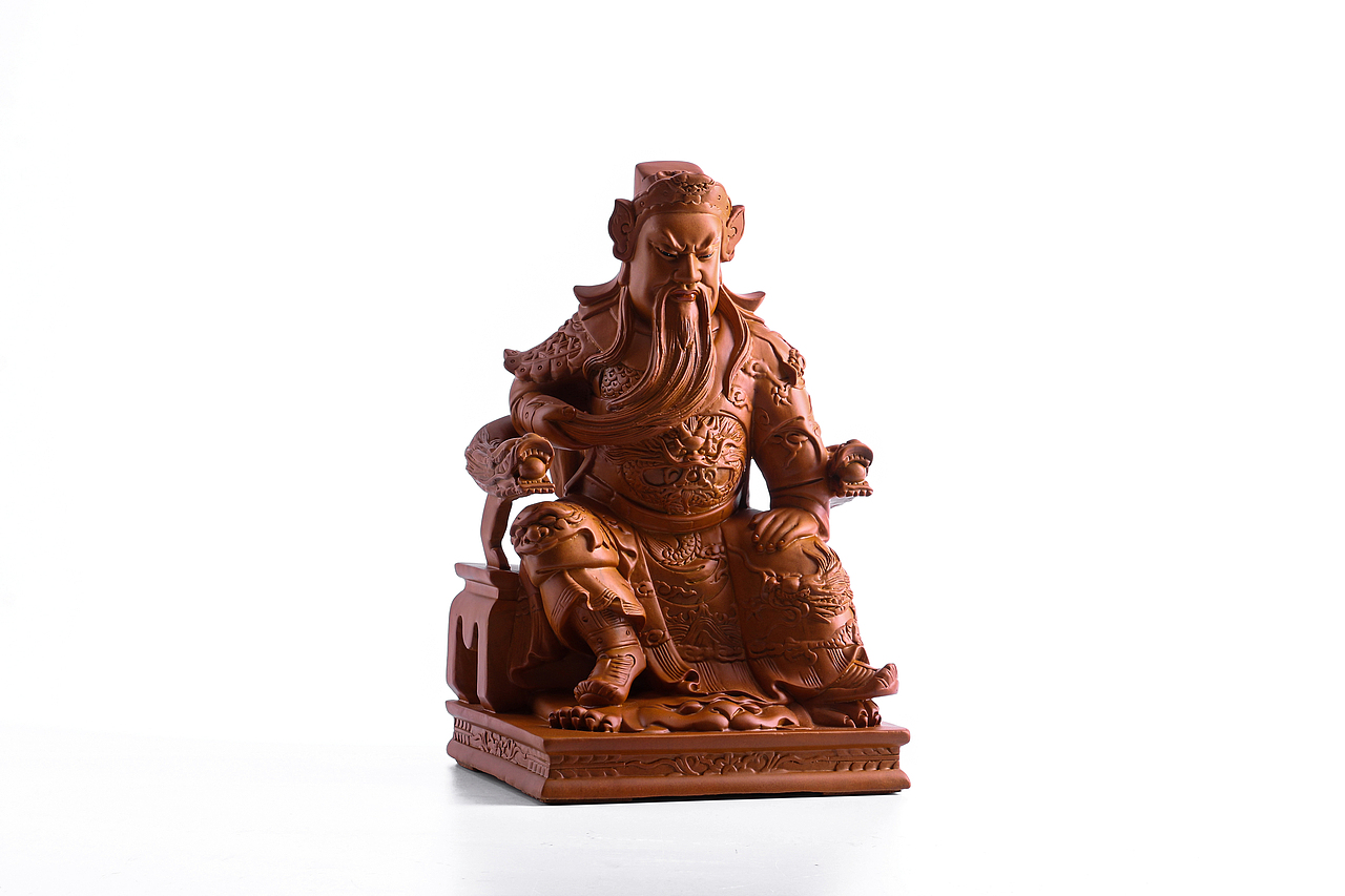 关圣帝君 梵泽福木雕拍摄 实木佛像白底摄影 淘拍