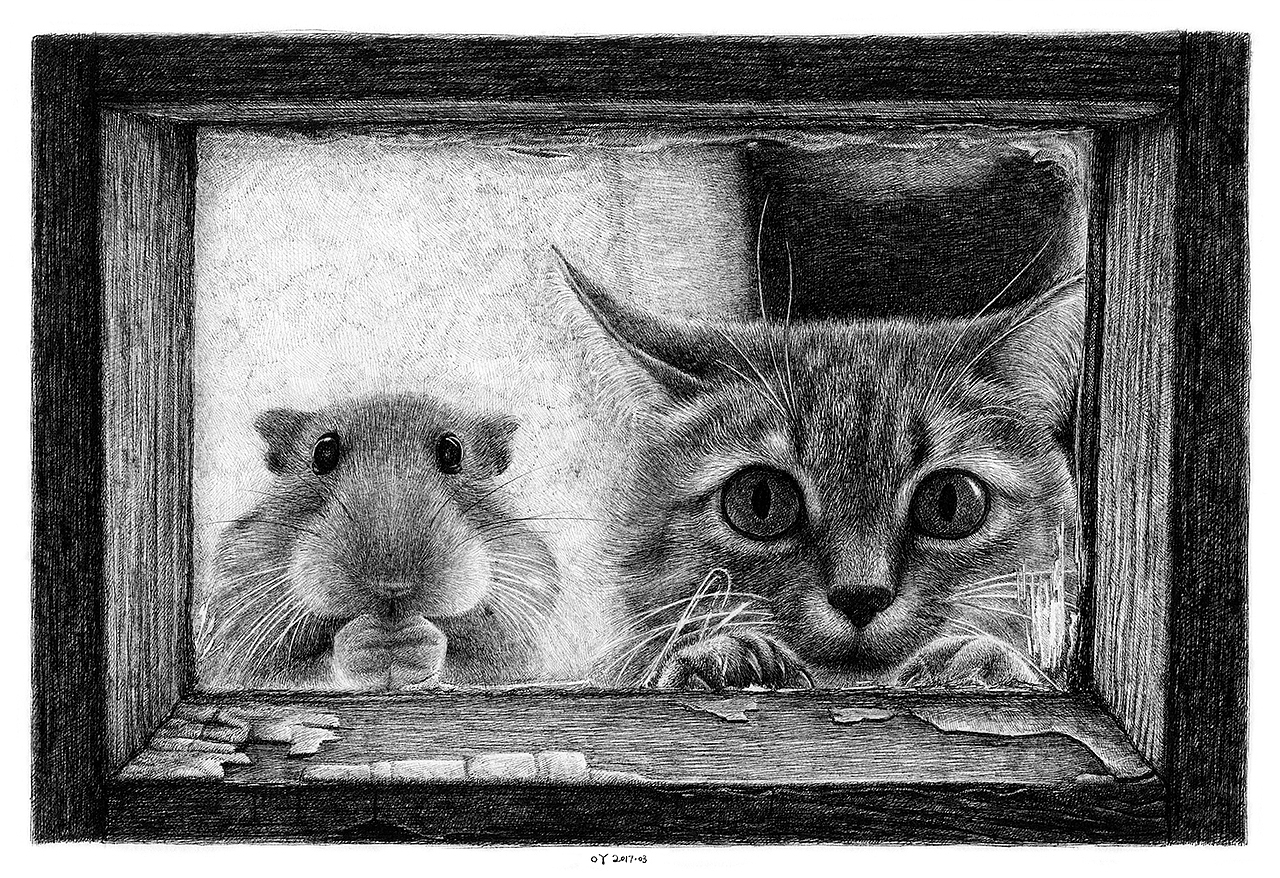 OY手绘：钢笔画猫 合集（图ZMzI0NjY3NzMy） - 商业插画 - 站酷设计师欧阳鹏杰_OY原创素材 - 站酷ZCOOL