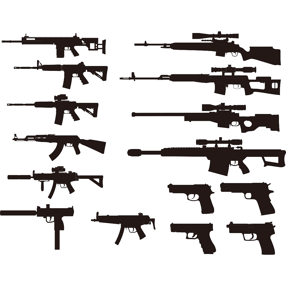 枪械剪影|插画|新锐潮流插画|老禹禹 - 临摹作品 - 站酷 (zcool)