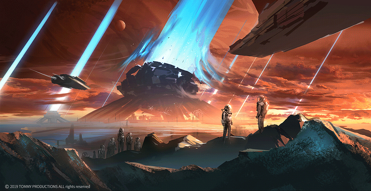 03
细化前的准备（分图层）——因为很多人在绘制气氛的过程中是比较感性的，也是创意迸发的过程，往往是一气呵成，所以图层管理不是特别的细致。那么接下来细化MP，其实就是一个比较理性的过程，分图层是很有必要的。（MP和插画在用途上会有一些区别，我简单提及一下，MP全名是mattepainting，中文翻译叫：数字绘景。它是服务于影视或广告镜头的，所以它不单单是一张图，它其实可以说是一个特效镜头。需要考虑到镜头运动的幅度，也就是说：图层之间遮挡的部分在镜头运动的过程中是能够被看见的，需要根据镜头的运动幅度来细化被遮挡住的部分，所以合理的分配图层是非常重要的，这和插画还是有一些区别的，我看很多插画大神一张图层就搞定了，也是相当厉害，实在佩服）<br>那么我们开始分图层，分层基本思路是按照场景里空间层次来区分，具体可以参考上面那张剖面图。<br>