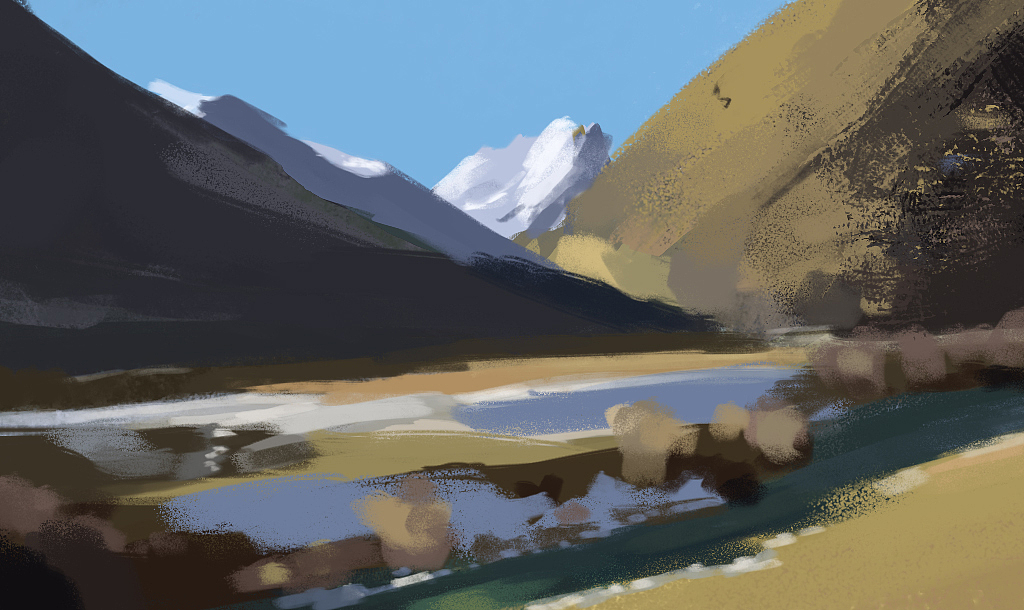 场景色块练习,每天抽空画一般10分钟——15分钟