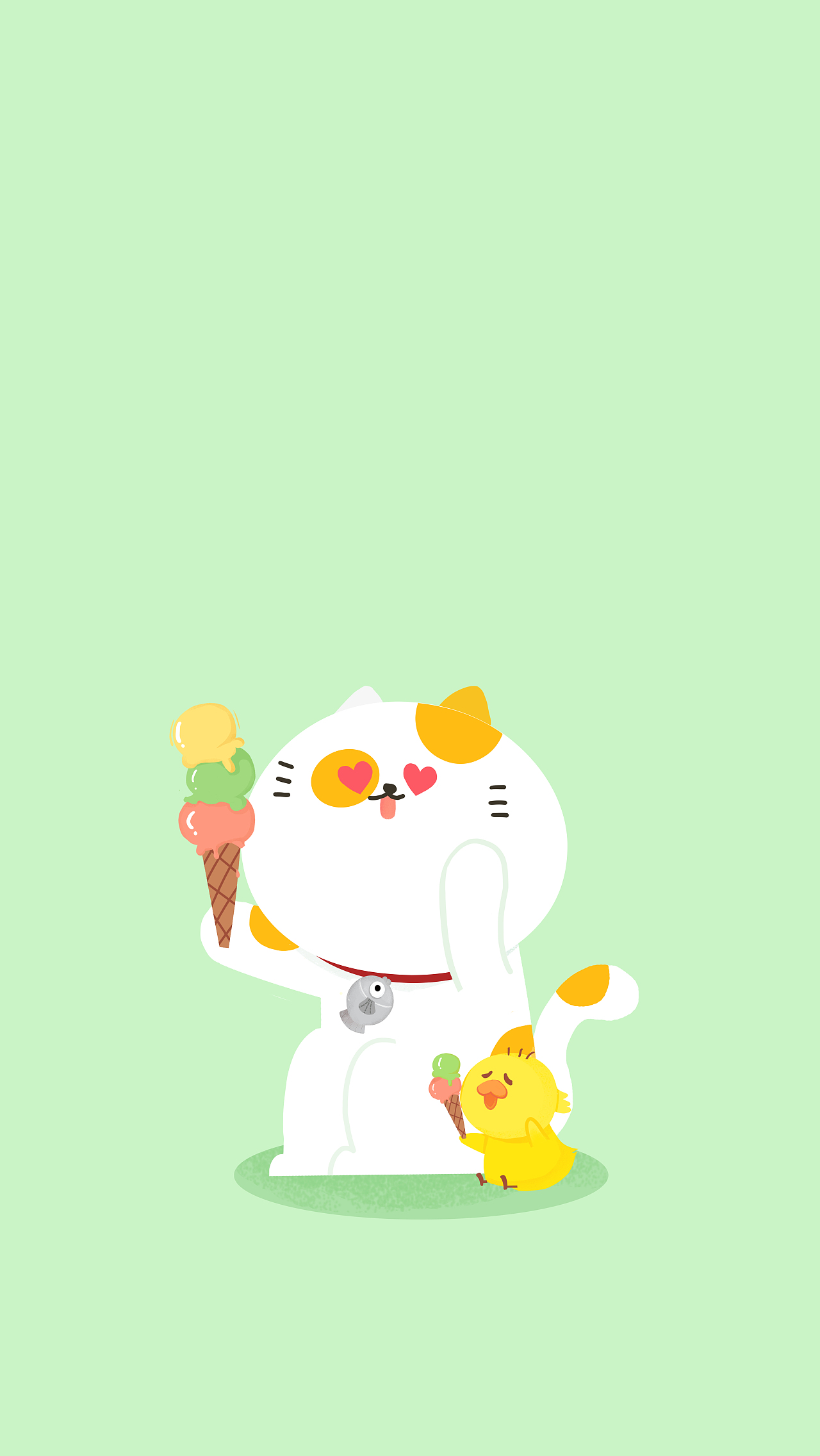 大丽丽画的丑猫多鱼的壁纸（图ZOTE0NjA1NDQ=） - 商业插画 - 站酷设计师佐佐木莉佳原创素材 - 站酷ZCOOL