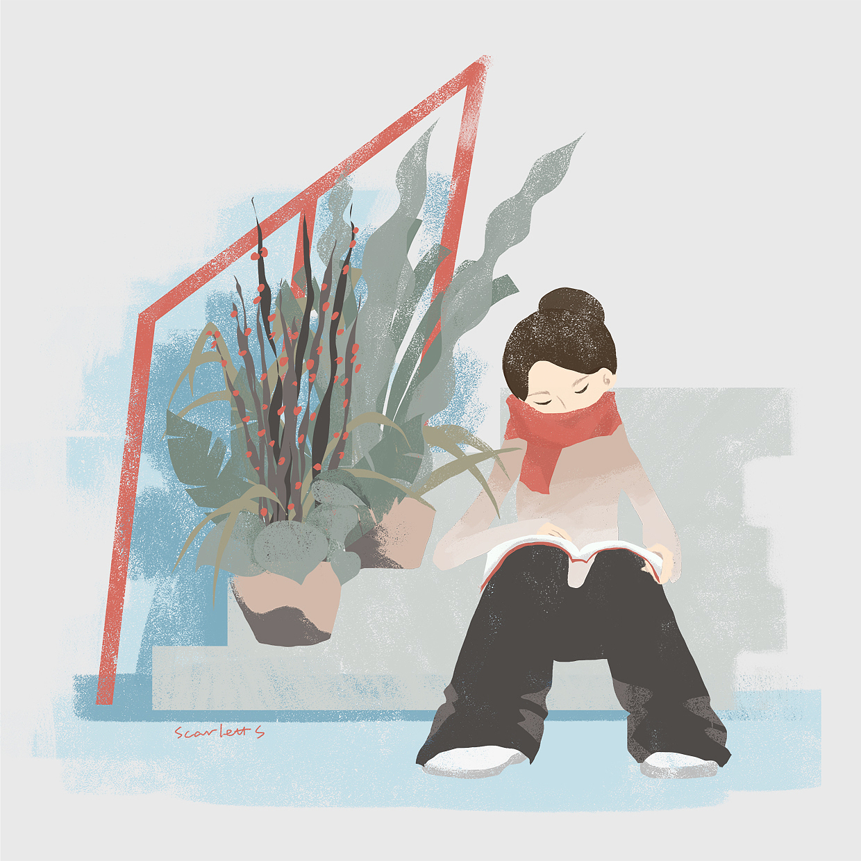 阅读中的女孩（图ZMjYzNzEzMzgw） - 创作习作 - 站酷设计师ScarlettShu原创素材 - 站酷ZCOOL