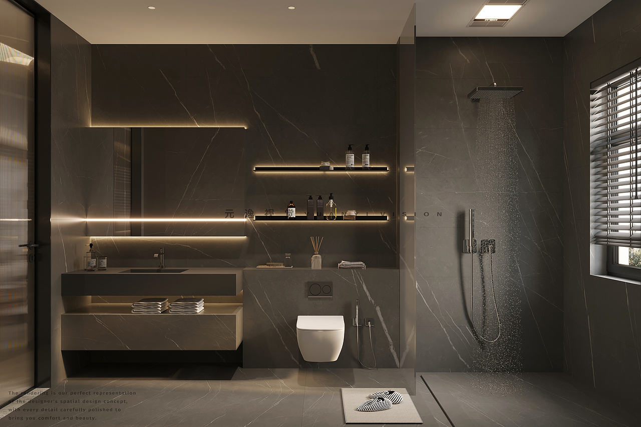 家装丨暗色系客餐厅厨房卫生间