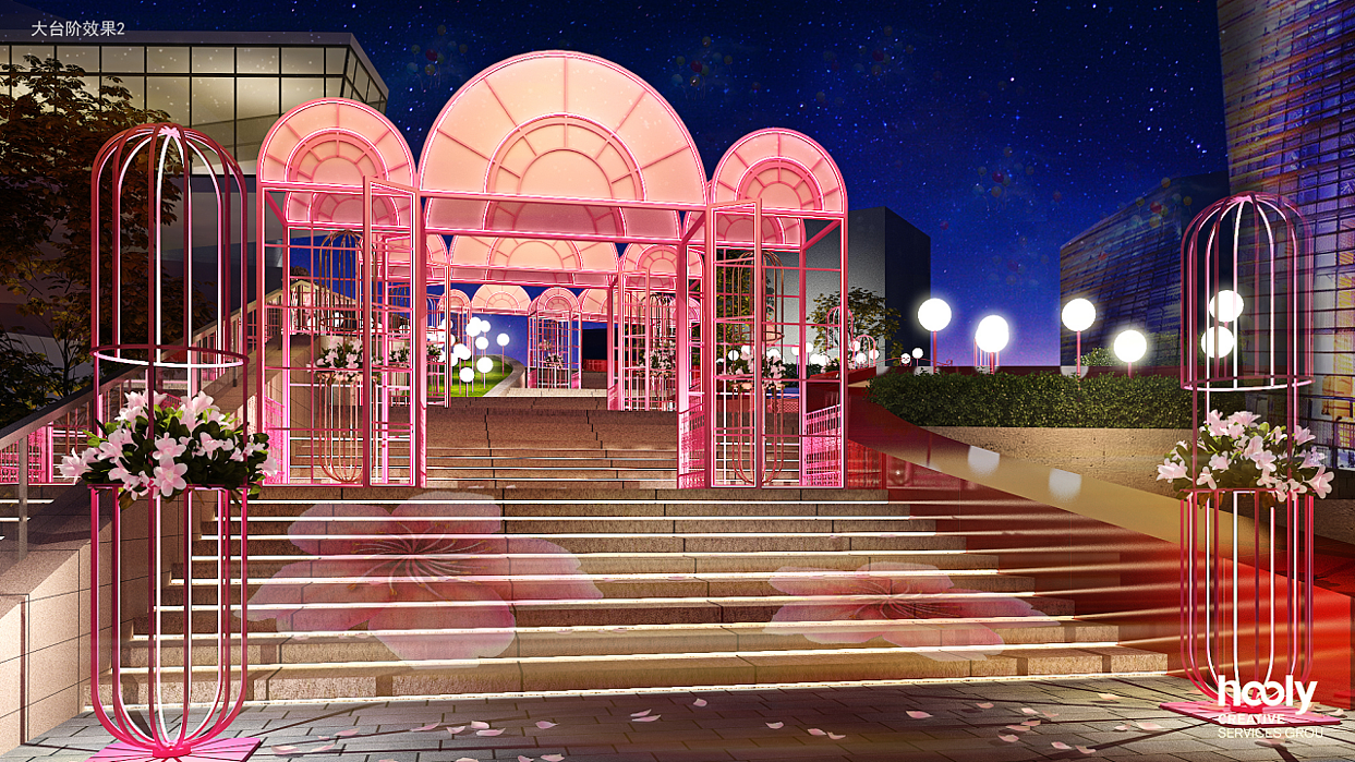 华强北九方爱情广场台阶美陈展示（图ZMTcxMTQ5OTU2） - 展陈设计 - 站酷设计师汇林文化原创素材 - 站酷ZCOOL