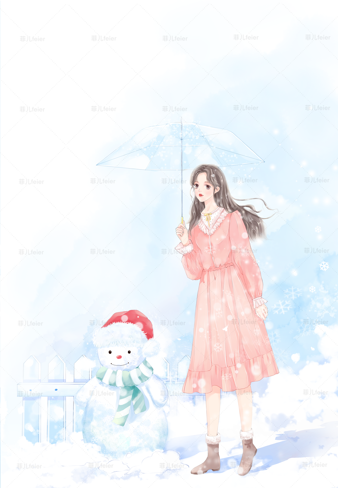 下雪天（图ZMjc2NjE3MDY4） - 商业插画 - 站酷设计师feier123原创素材 - 站酷ZCOOL