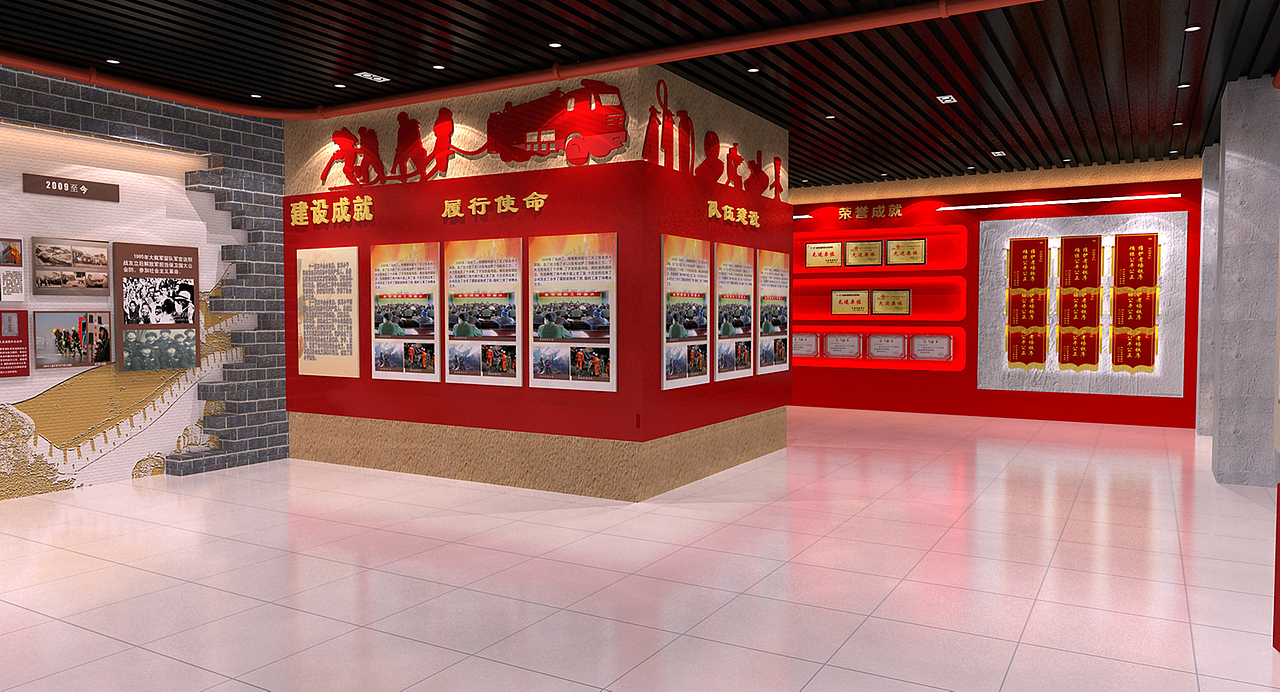 消防荣誉室 消防史馆（图ZMzAyNTgwMjk2） - 展陈设计 - 站酷设计师红延展陈设计原创素材 - 站酷ZCOOL