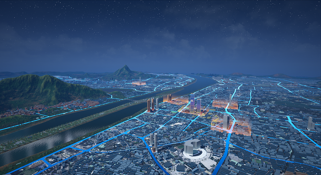 ue4-长沙市-数字孪生-城市大项目日夜效果