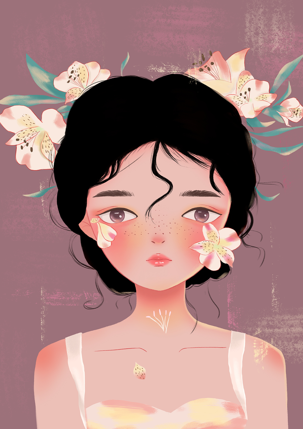 少女与花插画 合集（图ZMzI2ODc5OTcy） - 创作习作 - 站酷设计师荔枝小雪人9原创素材 - 站酷ZCOOL