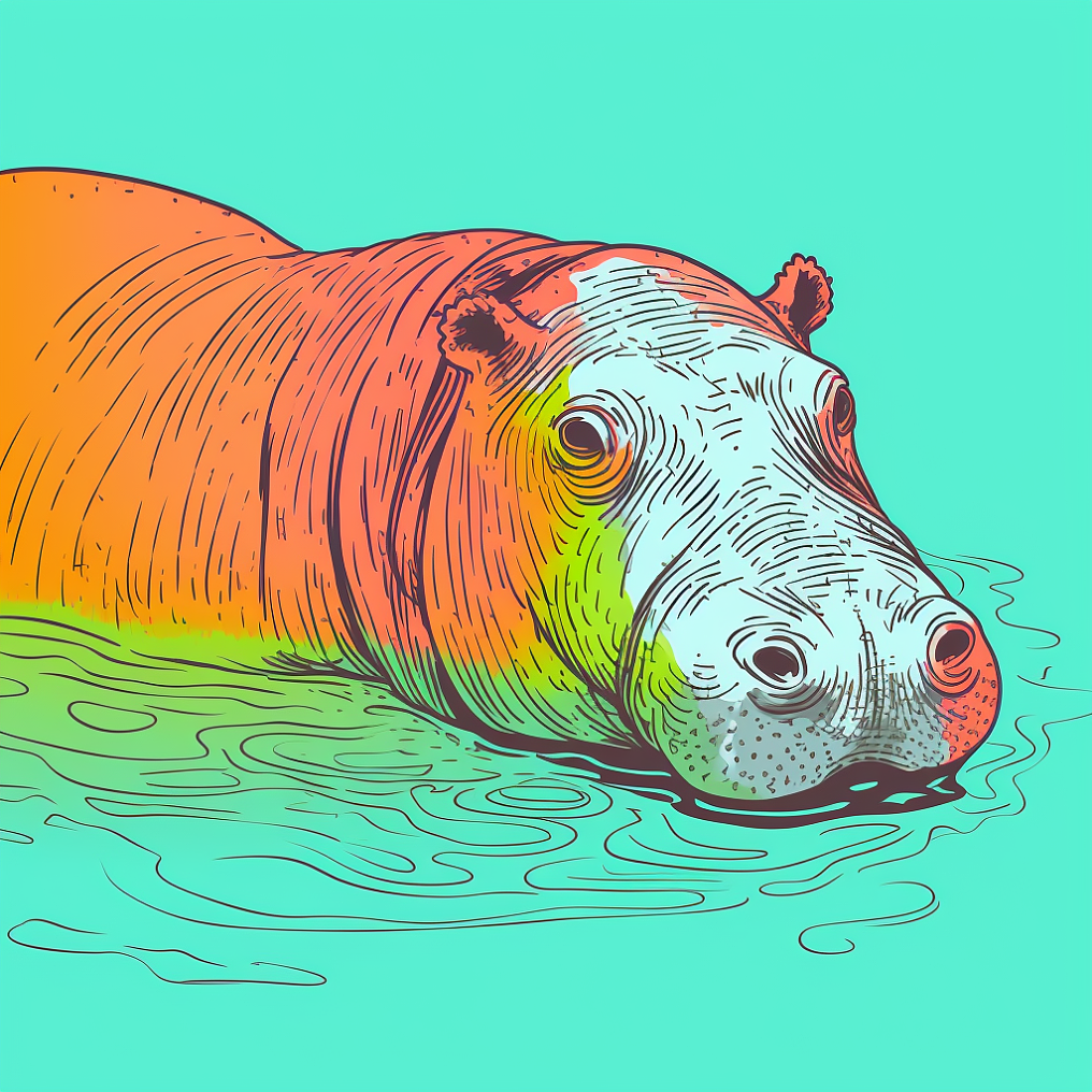 【AI绘画】【AI简笔画】河马