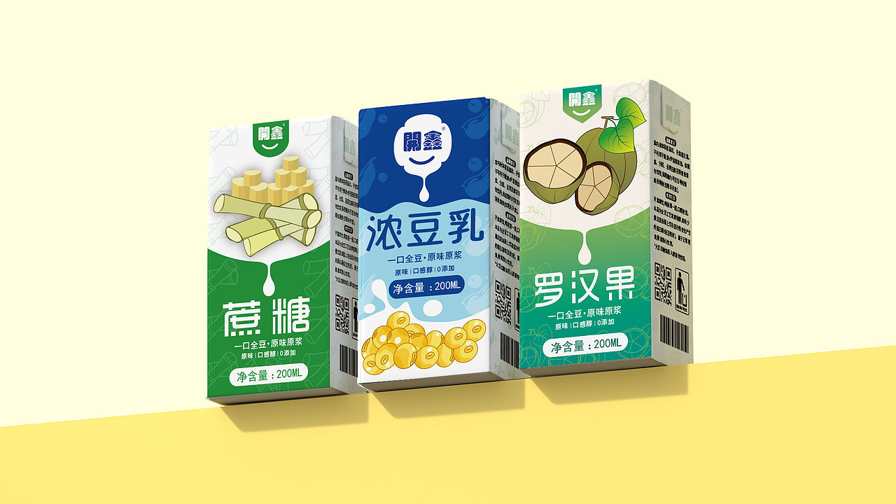 開鑫豆乳，蔗糖、罗汉果（图ZMzUxNDk5NDk2） - 包装 - 站酷设计师浅茉之设原创素材 - 站酷ZCOOL
