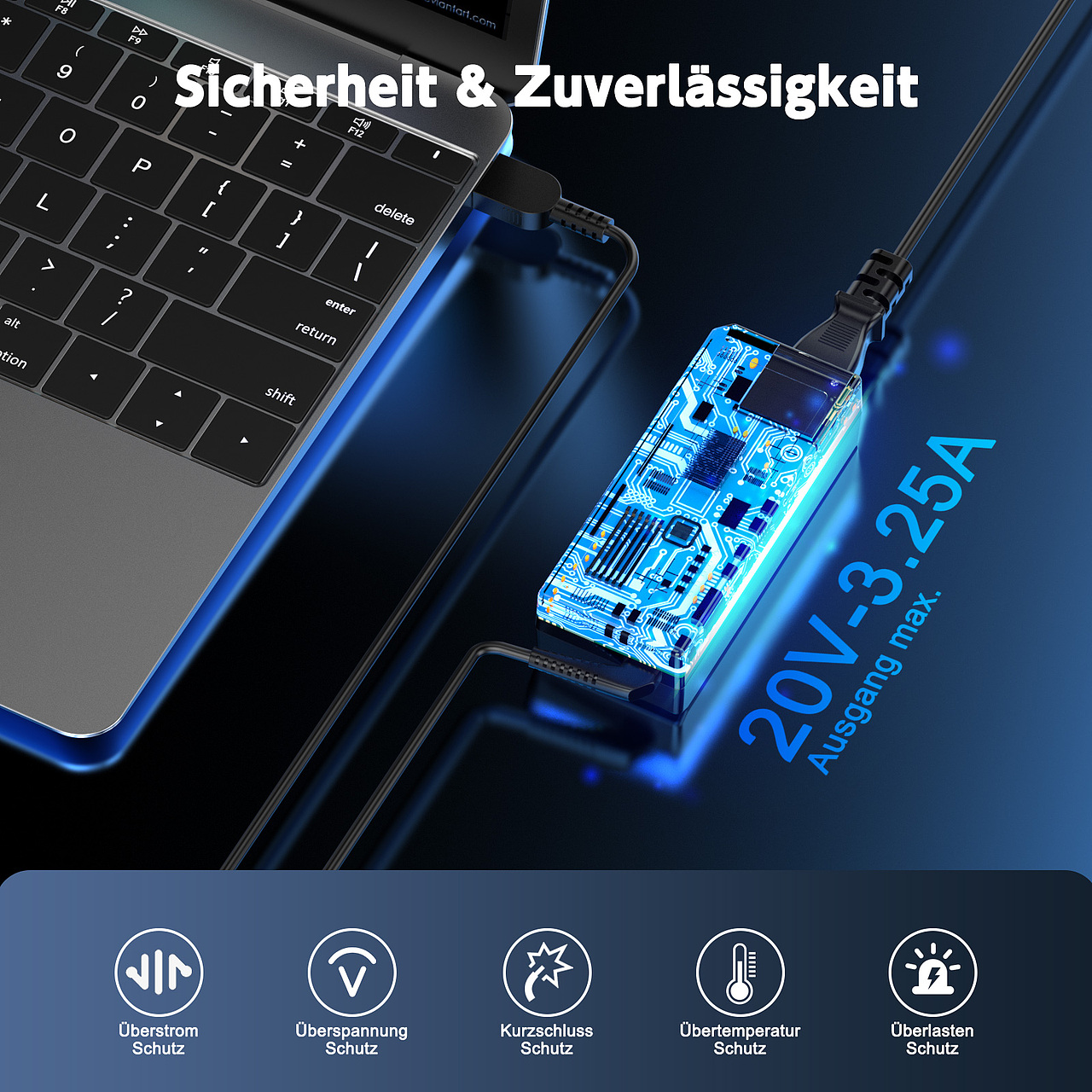 深蓝色加渐变3C笔记本充电器亚马逊套图/A+