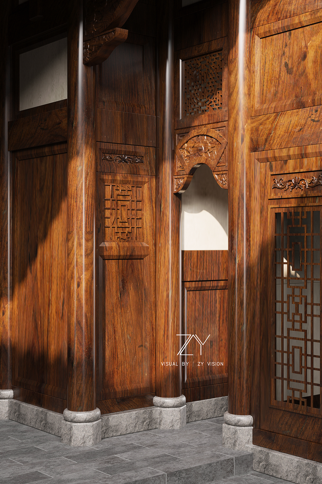 中式 合院（图ZMzM2NTM0Mzg4） - 家装设计 - 站酷设计师左眼视觉渲染表现原创素材 - 站酷ZCOOL