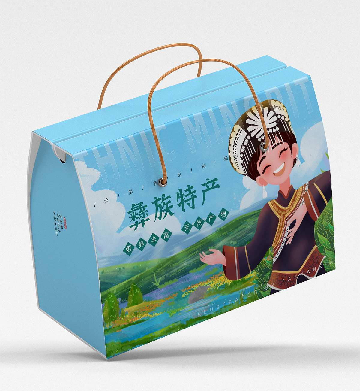 五十六民族女孩包装插画