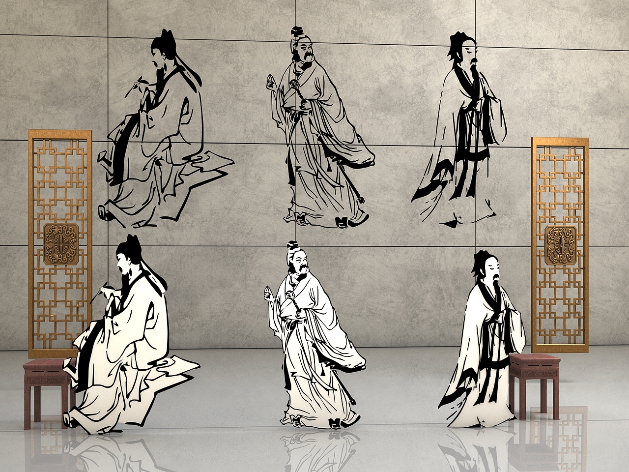 古代人物剪影浮雕图案（图ZMzI2MDc2MDc2） - 其他三维 - 站酷设计师易春寒原创素材 - 站酷ZCOOL